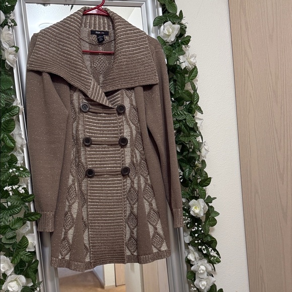 Style & Co. Sweaters - Style & Co Women's Brown Double-Breasted Sweater/ Cardigan